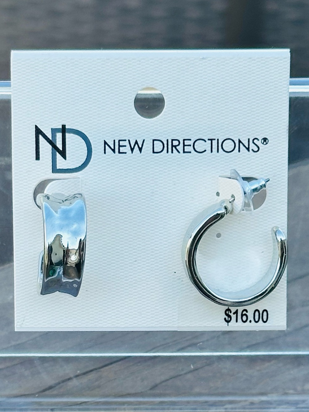 New Direction Silver Half Hoop Earrings - NWT